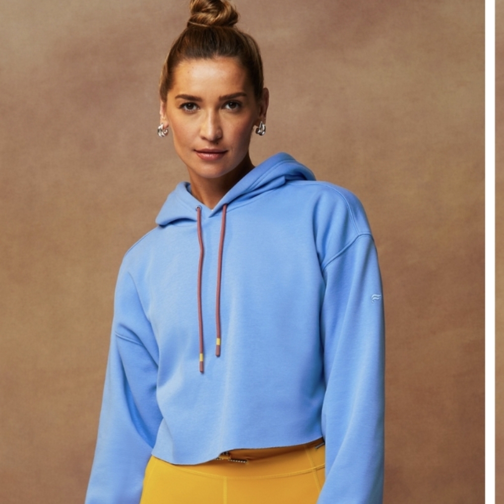 FABLETICS Cozy Fleece Cropped Hoodie Size XXS Blue